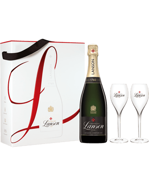 Lanson Black Création 258 Champagne 750ml Giftset with 2 glasses
