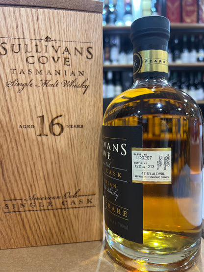 Sullivans Cove 16 YO American Oak Single Cask Old & Rare TD0207 700ml Original Wood Box