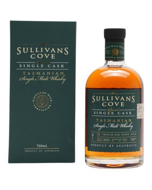 Sullivans Cove French Oak Ex-Pinot Noir Single Cask Single Malt Whisky SC0387 700ml