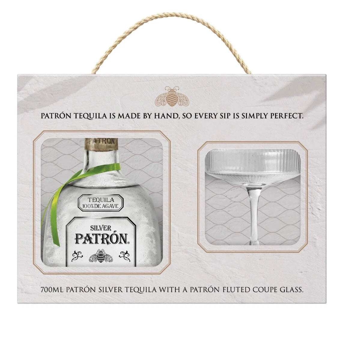 Patron Silver Tequila 700ml & Glass Coupe Gift Pack